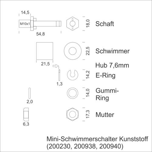 Schabus 200940 Mini-Schwimmerschalter Füllen, Leeren 2.50m von Schabus