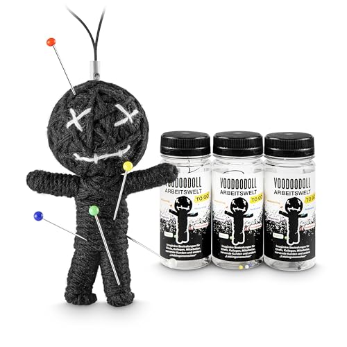 3er-Pack: Voodoo Doll in Dose | lustige Mini-Voodoo-Puppe to go | ARBEITSWELT Voodoo-doll | imaginäre Strafen für "geliebte" Chefs, "sympatische" Kollegen und andere "Lieblingsmenschen" auf der Arbeit von Scherzboutique