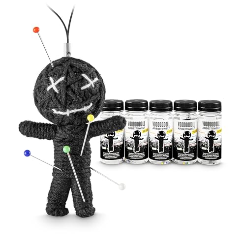 5er-Pack: Voodoo Doll in Dose | lustige Mini-Voodoo-Puppe to go | ARBEITSWELT Voodoo-doll | imaginäre Strafen für "geliebte" Chefs, "sympatische" Kollegen und andere "Lieblingsmenschen" auf der Arbeit von Scherzboutique