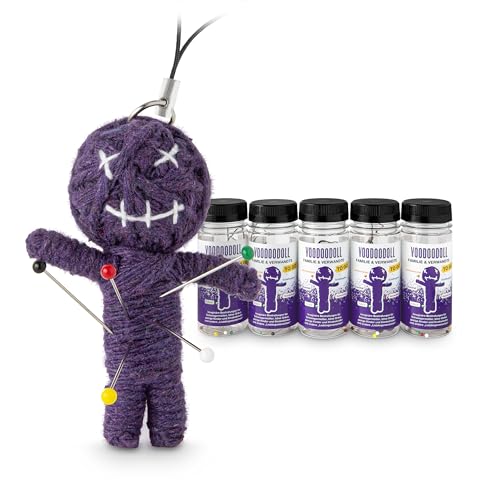 5er-Pack: Voodoo Doll in Dose | lustige Mini-Voodoo-Puppe to go | DIE BUCKLIGE VERWANDTSCHAFT Voodoo-doll | imaginäre Strafen für Schwiegermütter, böse Onkels und Tanten, vorwitzige Schwippschwager und geldgierige Nichten und Neffen von Scherzboutique