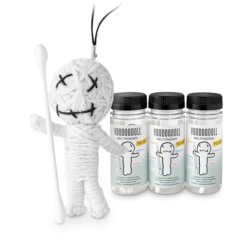 Scherzboutique 3er-Pack: Voodoo Doll in Dose | lustige Mini-Voodoo-Puppe to go | WELTFRIEDEN Voodoo-doll | imaginäre Liebkosungen für Feinde, Andersdenkende und alle, die es dringend nötig haben von Scherzboutique