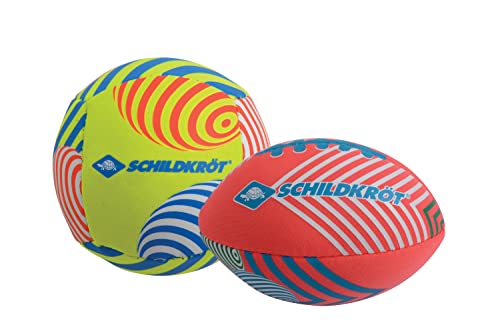 Schildkröt® Mini-Ball-Duo Pack, Set bestehend aus 1 Volley und 1 American Football, Ø 9 cm, griffig und salzwasserfest, ideal für Strand und Wasser, 970347, Gelb-flamingo, 970347 von Schildkröt