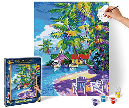 Schipper 609130830 Malen nach Zahlen - Sonnige Karibik - Bilder malen für Erwachsene, inklusive Pinsel und Acrylfarben, 40 x 50 cm von Schipper