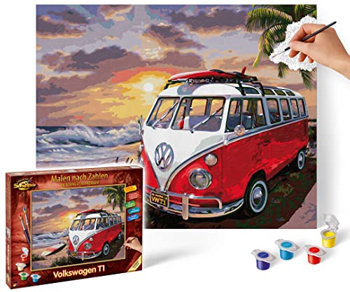 Schipper 609130861 Malen nach Zahlen – Volkswagen T1 - Bilder malen für Erwachsene, inklusive Pinsel und Acrylfarben, 40 x 50 cm von Schipper