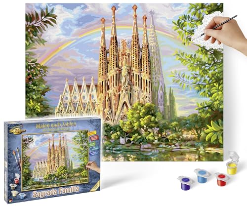 Schipper 609130914 Malen nach Zahlen – Sagrada Familia - Bilder malen für Erwachsene, inklusive Pinsel und Acrylfarben, 40 x 50 cm von Schipper