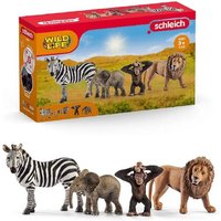 Schleich 42721 - Wild Life, Afrika Starter Set, 4-teilig, (Löwe/Zebra/Elefant/Schimpanse) von Schleich GmbH