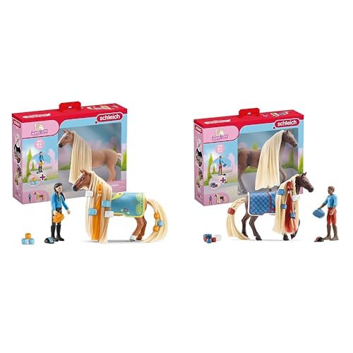 SCHLEICH 42585 Kim & Caramelo Starter Set, für Kinder ab 4+ Jahren & 42586 Leo & Rocky Starter Set, für Kinder ab 4+ Jahren, Horse Club Sofia's Beauties - Spielset von SCHLEICH