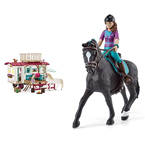 SCHLEICH 42593 Wohnwagen für geheime Club-Treffen, für Kinder ab 5-12 Jahren, Horse Club - Spielset & 42541 Horse Club Lisa & Storm, für Kinder ab 5-12 Jahren, Horse Club - Spielset von SCHLEICH