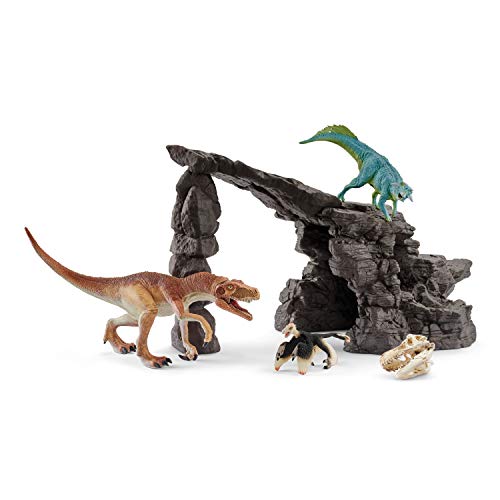 schleich 41461 Dinoset mit Höhle, ab 5 Jahren, DINOSAURS - Spielset, 7 Teile von SCHLEICH