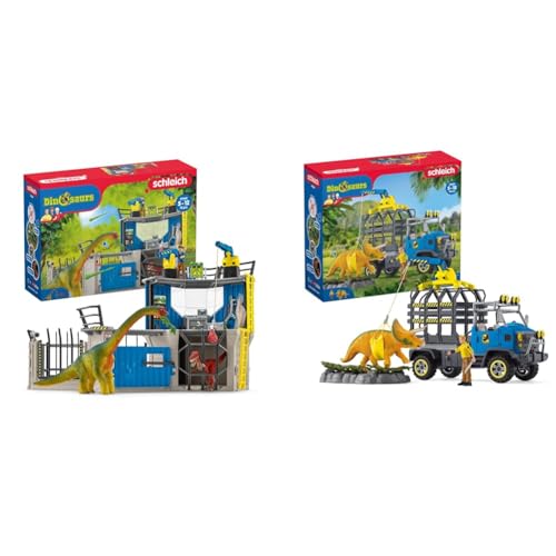 SCHLEICH 41462 Große Dino-Forschungsstation, für Kinder ab 5-12 Jahren, Dinosaurs - Spielset & 42565 Dinosaurier Truck Mission, für Kinder ab 5-12 Jahren, Dinosaurs - Spielset von SCHLEICH