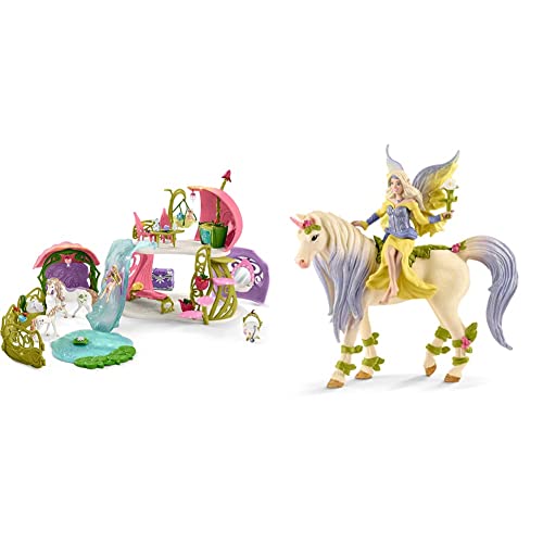 SCHLEICH 42445 Glitzerndes Blütenhaus mit Einhörnern, See und Stall, für Kinder ab 5-12 Jahren, BAYALA - Spielset & 70565 Sera mit Blüten-Einhorn, für Kinder ab 5-12 Jahren, BAYALA - Spielfigur von SCHLEICH