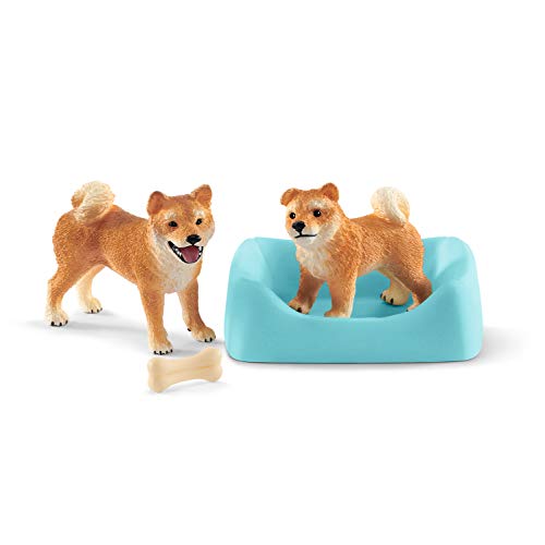 schleich 42479 Shiba Inu Mutter und Welpe, ab 3 Jahren, FARM WORLD - Spielset, 4 Teile von SCHLEICH