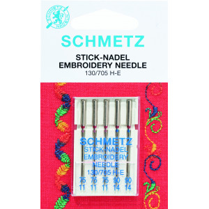 Schmetz Nähmaschinennadeln Sticknadeln 130/705 H-E Größen 75-90 - 5 St von Schmetz