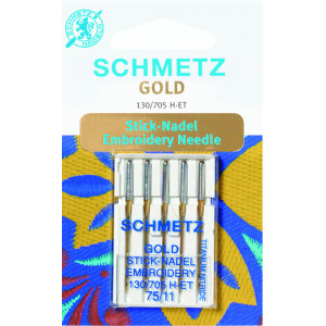 Schmetz Nähmaschinennadeln Sticknadeln Gold 130/705 H-ET Größe 75 - 5 von Schmetz