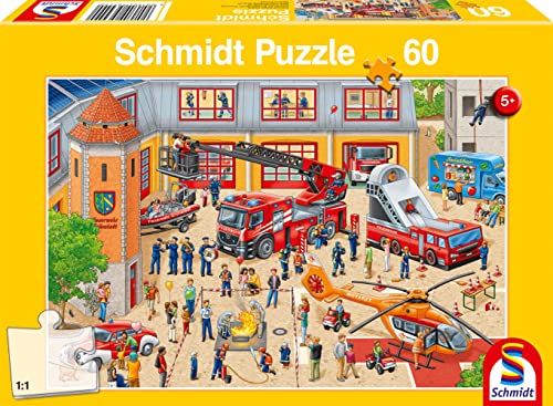 Schmidt Spiele 56449 Feuerwehrstation 60 Teile Kinderpuzzle von Schmidt