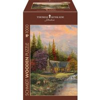 Schmidt Spiele 59799 - Bergkulisse mit Bach, Puzzle Thomas Kinkade 1.000 Teile - Holzpuzzle von Schmidt Spiele