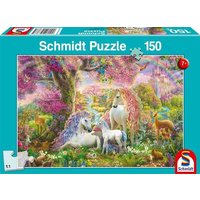 Schmidt Spiele 56387 - Einhornfamilie im Blütenwald, Kinderpuzzle Standard 150 Teile von Schmidt Spiele