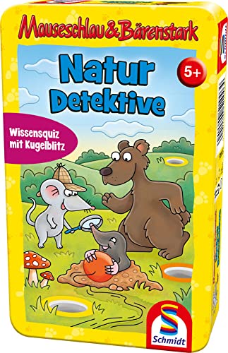 Schmidt Spiele 51446 Mauseschlau und Bärenstark, Naturdetektive, Bring Mich mit Spiel in der Metalldose, Bunt von Schmidt