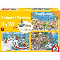 SCHMIDT 56418 Kinderpuzzle Wo ist das kleine Segelboot? 3 x 24 Teile von Schmidt Spiele