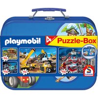 SCHMIDT SPIELE 55599 Kinderpuzzle-Box blau, 2 x 60, 2 x 100 Teile - Playmobil von Schmidt Spiele