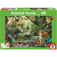 SCHMIDT SPIELE 56485 Kinderpuzzle 100 Teile - Bunte Tierwelt im Dschungel von Schmidt Spiele