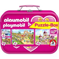 SCHMIDT SPIELE 56498 Playmobil, Puzzle-Box pink, 2x60, 2x100 Teile von Schmidt Spiele