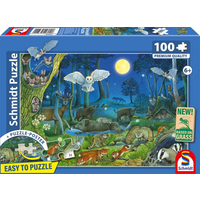 SCHMIDT SPIELE 56529 Kinderpuzzle 100 Teile Tiere nachts im Wald von Schmidt Spiele