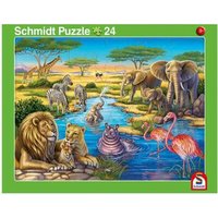 SCHMIDT SPIELE 56788 Rahmenpuzzle Tiere in Afrika 24 Teile / Tiere am Nordpol 40 Teile von Schmidt Spiele