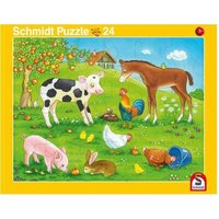 SCHMIDT SPIELE 56789 Rahmenpuzzle Kuschelige Tierfreunde 16 Teile / Niedliche Tierkinder 24 Teile von Schmidt Spiele