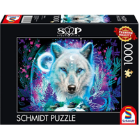 SCHMIDT SPIELE 58515 Erwachsenenpuzzle 1000 Teile Sheena Pike: Neon Arktis-Wolf von Schmidt Spiele