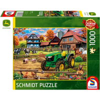 SCHMIDT SPIELE 58534 Puzzle 1.000 Teile Bauernhof mit Traktor: John Deere 5050E von Schmidt Spiele