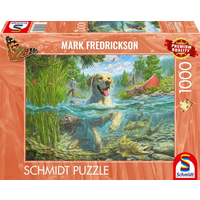 SCHMIDT SPIELE 58557 Puzzle 1000 Teile Hundeliebe, gelber Labrador auf Fischjagd von Schmidt Spiele