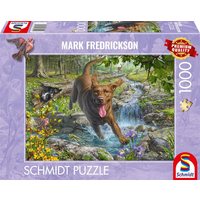 SCHMIDT SPIELE 58559 Puzzle 1000 Teile Hundeliebe, Frühlingsspaziergang mit Labrador Retriever von Schmidt Spiele