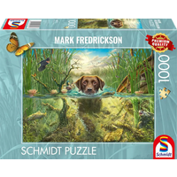 SCHMIDT SPIELE 58572 Puzzle 1000 Teile Hundeliebe, brauner Labrador im kühlen Nass von Schmidt Spiele