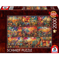 SCHMIDT SPIELE 59745 Puzzle 2000 Teile Genussvolle Auszeit, Auf Reisen mit Büchern und Wein von Schmidt Spiele