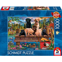 SCHMIDT SPIELE 59778 Puzzle 1000 Teile Hundefamilie am See von Schmidt Spiele