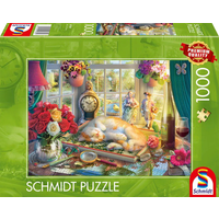 SCHMIDT SPIELE 59789 Puzzle 1000 Teile Puzzlezeit mit Katze von Schmidt Spiele