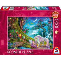 SCHMIDT SPIELE 59790 Puzzle 1000 Teile Wo sich Einhorn und Elfe gute Nacht sagen von Schmidt Spiele