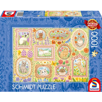 SCHMIDT SPIELE 59792 Puzzle 1000 Teile Adelige Katzen in Blütenpracht von Schmidt Spiele