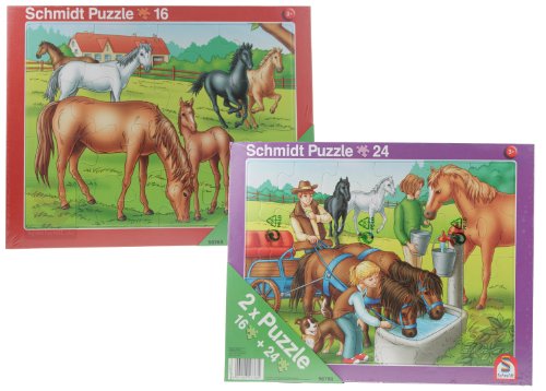 Schmidt Spiele 2er-Set Rahmenpuzzle Pferde 16 und 24 Teile von Schmidt