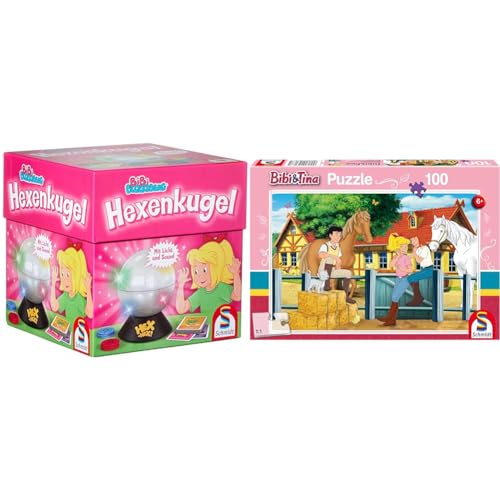 Schmidt Spiele 40458 Bibi Blocksberg Hexenkugel, Kinderspiel & 56187 Bibi und Tina, Auf dem Martinshof, 100 Teile Kinderpuzzle von Schmidt Spiele