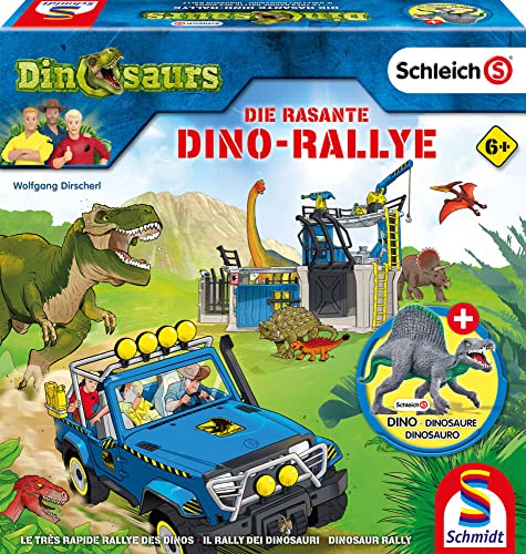 Schmidt Spiele rasante Dino Rallye, Dinosaurs, mit Original Schleich Figur, Kinderspiel, 40623, Bunt von Schmidt