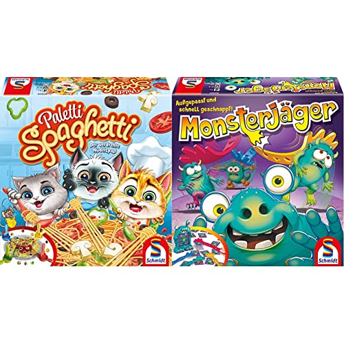 Schmidt Spiele 40626 Paletti Spaghetti, Aktionsspiel für Kinder und Erwachsene & 40557 Monsterjäger, Aktionsspiel, bunt von Schmidt