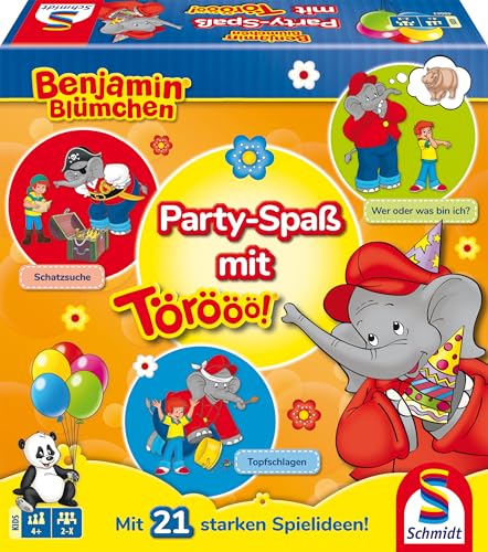 Schmidt Spiele 40663 Benjamin Blümchen, Party-Spaß mit Törööö, Kinderspiel, Mehrfarbig von Schmidt