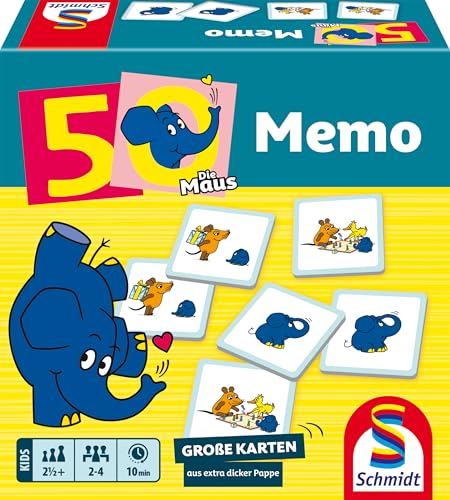 Schmidt Spiele 40664 Die Maus, Elefanten-Memo, 50. Geburtstag, Kinderspiel von Schmidt