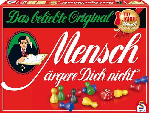 Schmidt Spiele 49020 Mensch ärgere dich nicht Jubiläumsausgabe, mit Figuren und Würfeln aus Holz von Schmidt Spiele