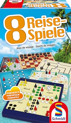 Schmidt Spiele 49102 - 8 Reise-Spiele, Spielesammlung, magnetisch, Bunt, 1 bis 4 Spieler von Schmidt Spiele