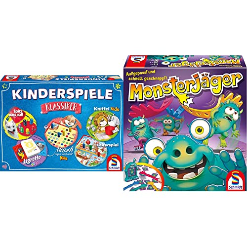 Schmidt Spiele 49189 Kinderspiele Klassiker, Kinderspielesammlung, bunt & 40557 Monsterjäger, Aktionsspiel, bunt von Schmidt