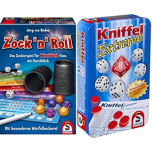 Schmidt Spiele 49320 Zock'n'Roll & 51296 Kniffel Extreme, Bring Mich mit Spiel in Metalldose von Schmidt