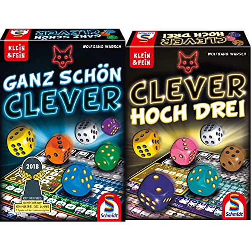 Schmidt Spiele 49340 Ganz Schön Clever, Würfelspiel aus der Serie Klein & Fein, bunt & 49384 Clever hoch DREI, Würfelspiel aus der Serie Klein & Fein von Schmidt